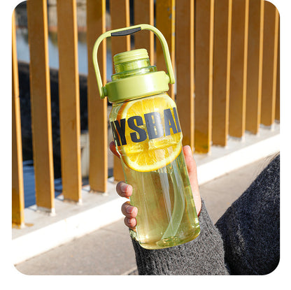 Large-capacity straw double-drink high-temperature resistant portable plastic cup