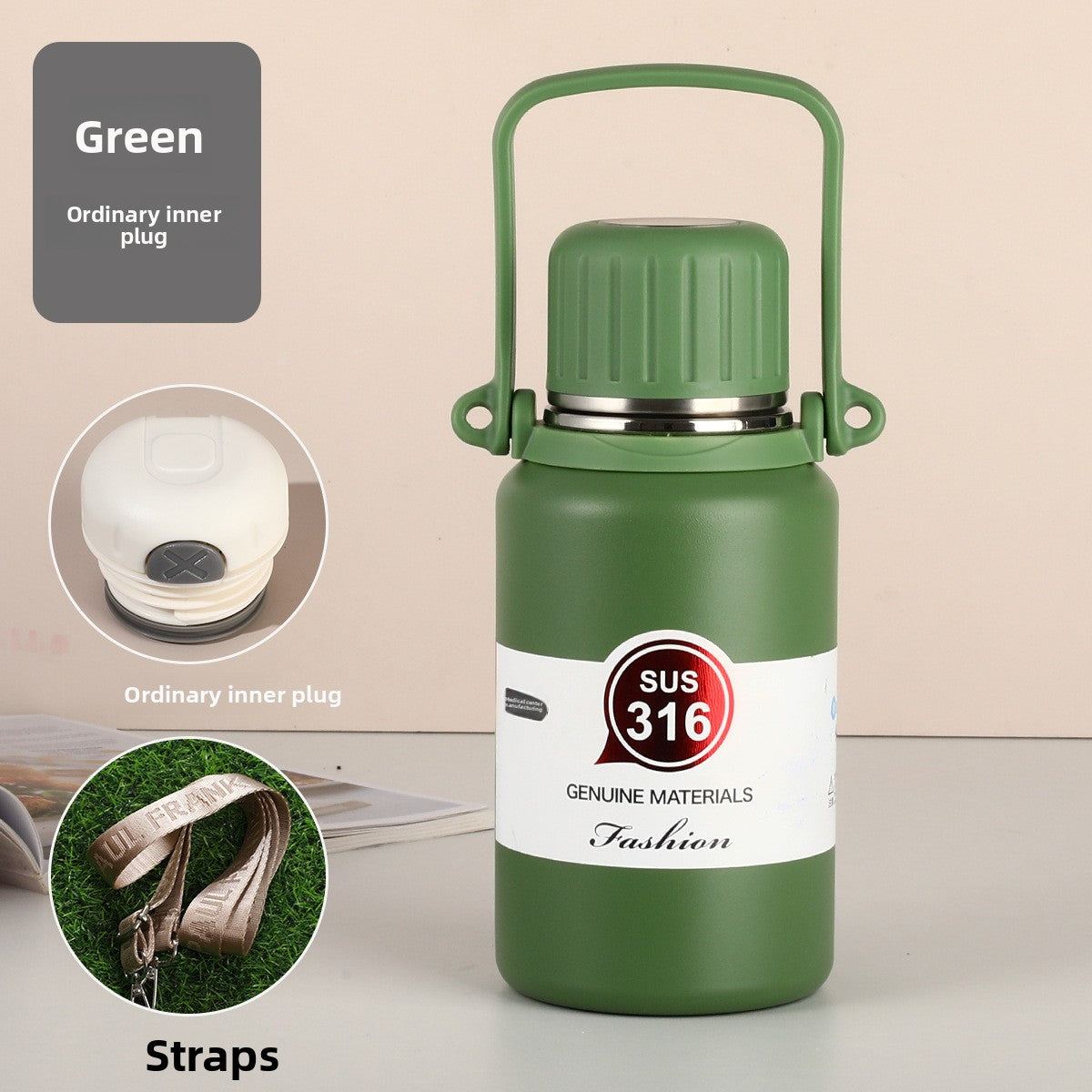 316 Stainless Steel Insulated Portable Temperature Display Handheld Kettle