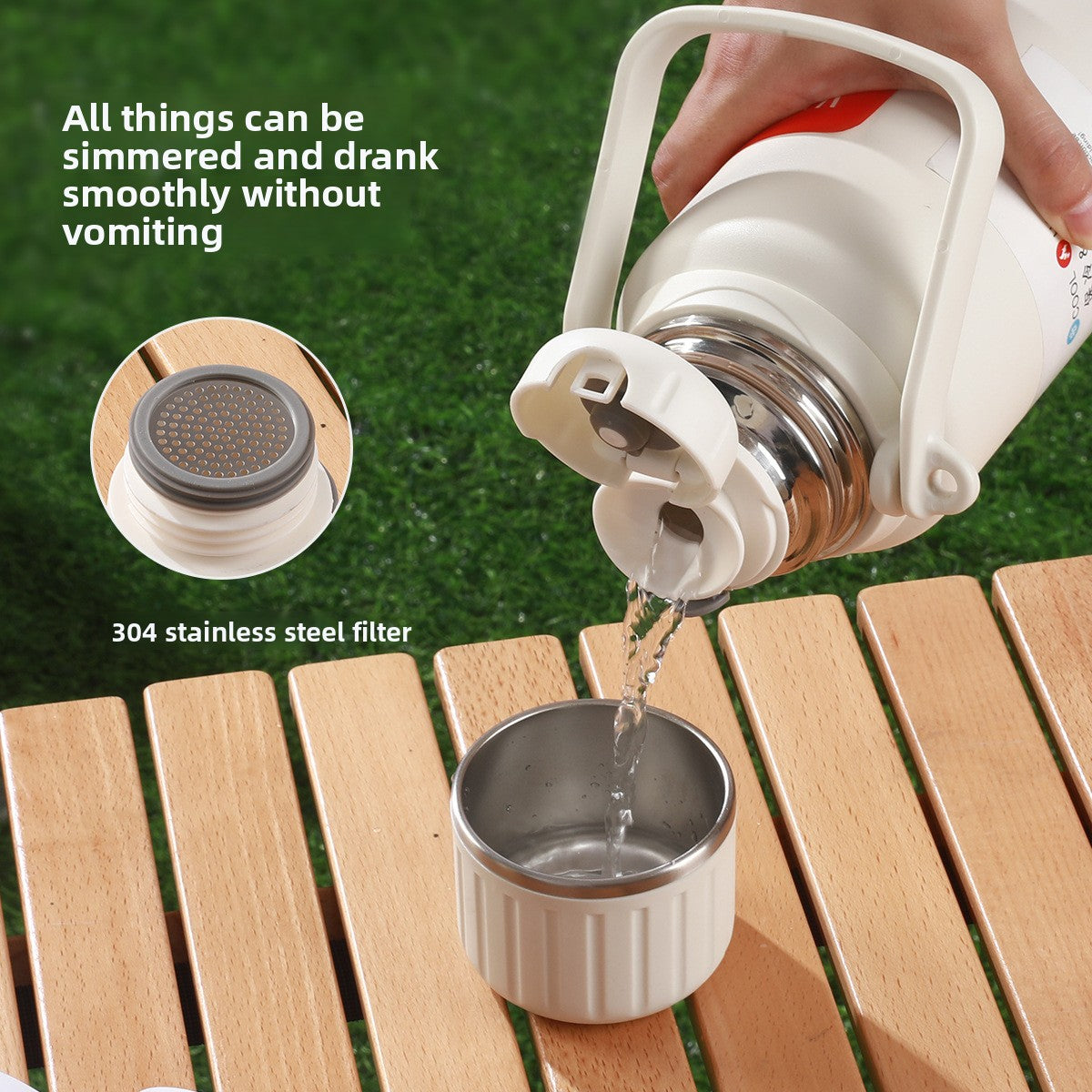 316 Stainless Steel Insulated Portable Temperature Display Handheld Kettle
