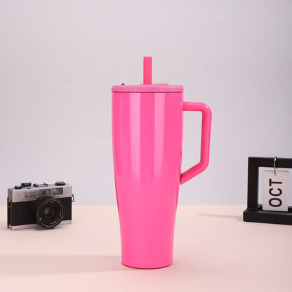 40oz Handle 304 Stainless Steel Straw Cup Outdoor Sports Leakproof