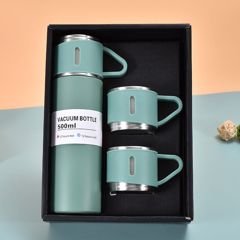 Business One Cup Three Lid Insulated Cup Set 304 Stainless Steel Portable Gift