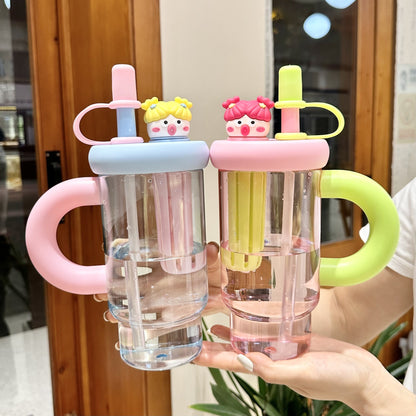 Portable Straw Cup Large Capacity High Temperature Resistant Drop Resistant Plastic Cup