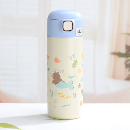 Straw Insulated Cup for Children and Students, Portable Double Drinking Bouncing Cup