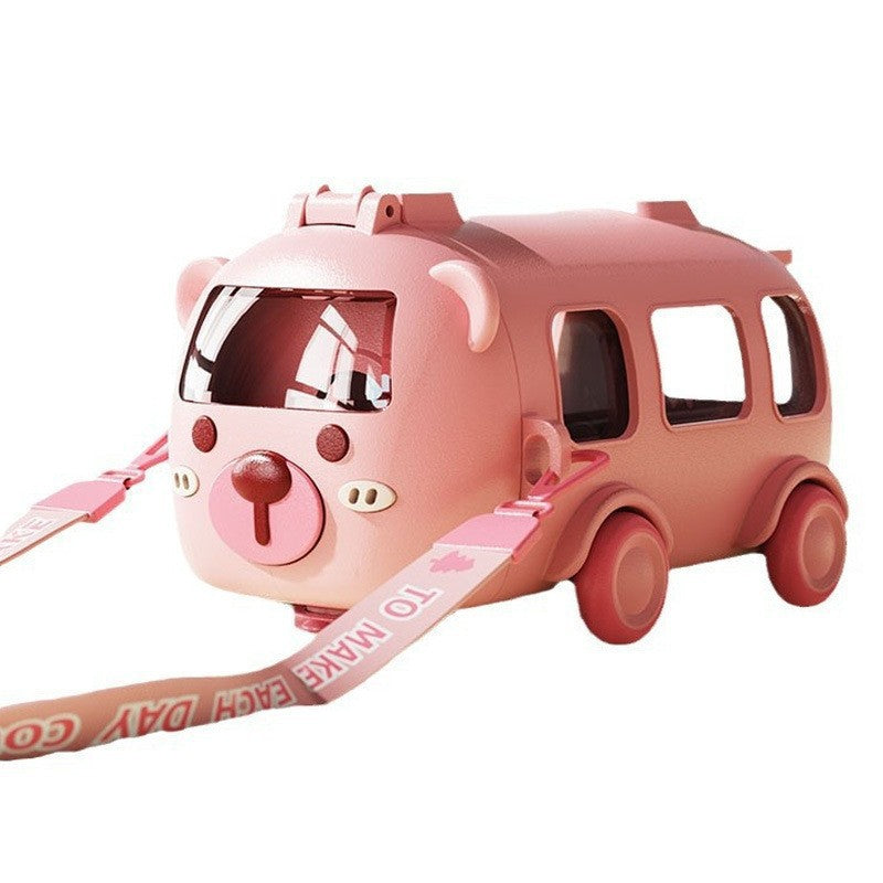 Back-to-School Season Toy Car Water Cup Children's Cartoon Plastic Cup with Strap Portable