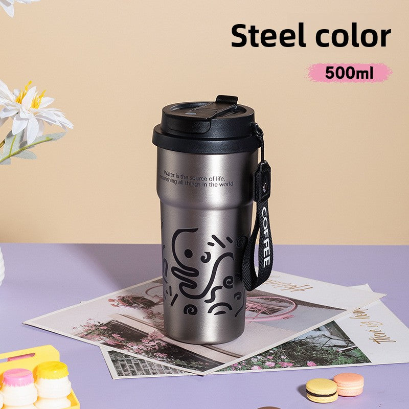 Ceramic Liner Double Drinking Rope Coffee Warmer Cup