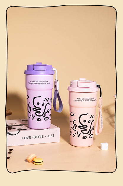 Ceramic Liner Double Drinking Rope Coffee Warmer Cup