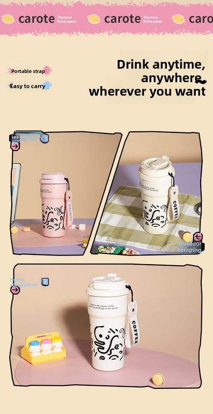 Ceramic Liner Double Drinking Rope Coffee Warmer Cup