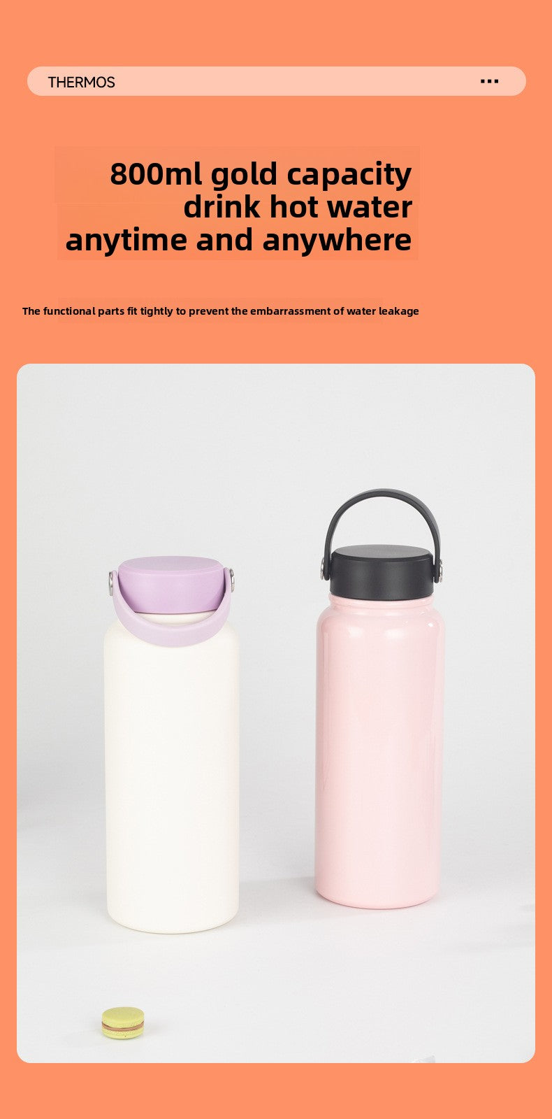 Portable 304 Stainless Steel Sports Wide Mouth Insulated Cup Outdoor Handheld Water Bottle