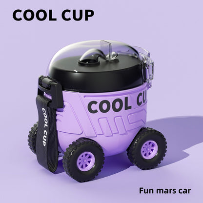 Mars Rover Plastic Cup Outdoor Portable Bounce Lid Straw Cup