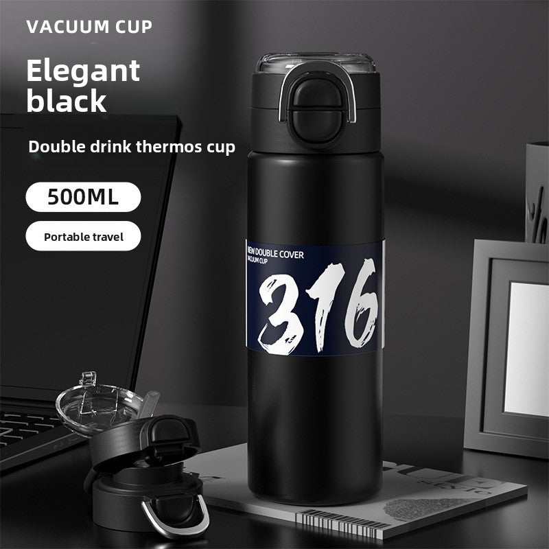 316 Stainless Steel Insulated Cup Portable Straw Cup Double Drinking Bounce Cup