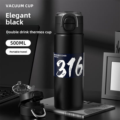 316 Stainless Steel Insulated Cup Portable Straw Cup Double Drinking Bounce Cup