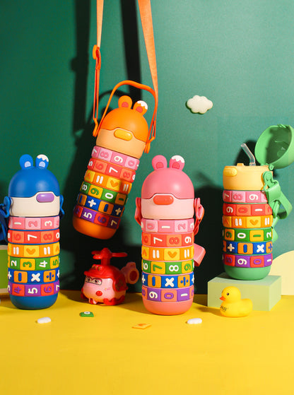 Children's Educational Insulated Cup Cartoon Straw Cup Number Game