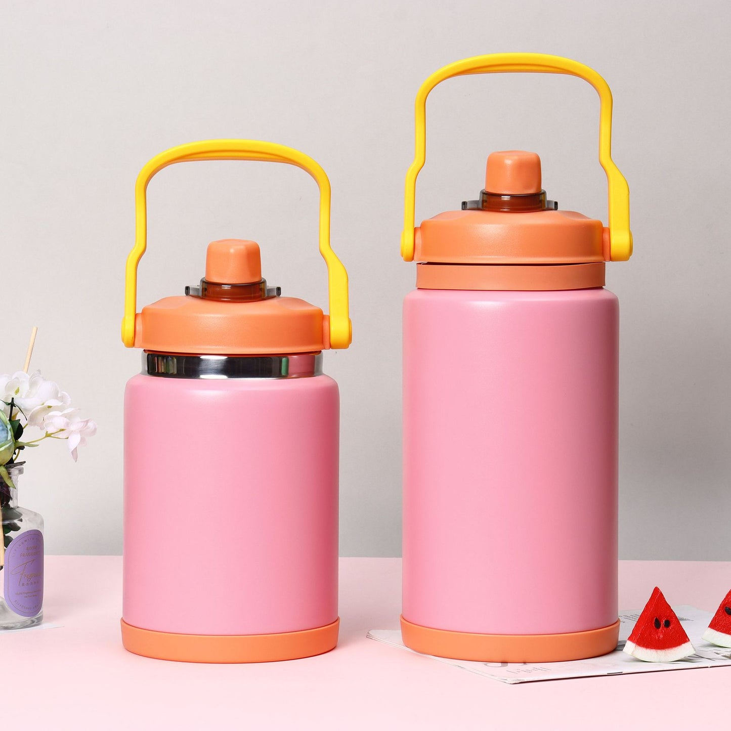 Outdoor sports water bottle stainless steel large capacity thermos cup