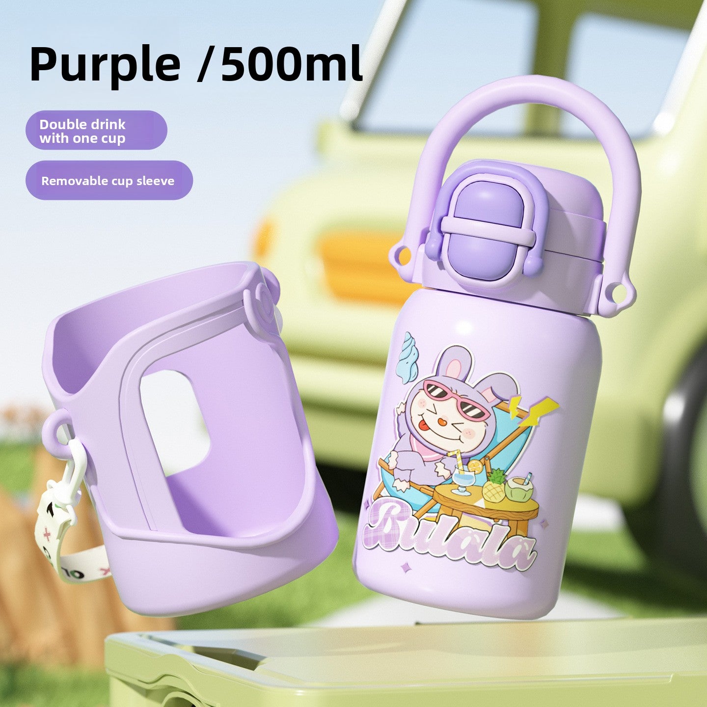 316 Stainless Steel Insulated Cup Children's Fun Straw Cup Children's Water Bottle with Cup Sleeve