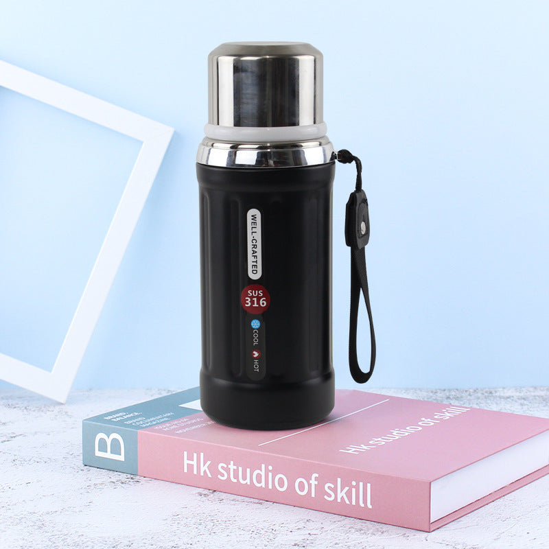 316 Stainless Steel Retro Roman Column Insulated Cup Outdoor Portable Large Capacity Water Cup