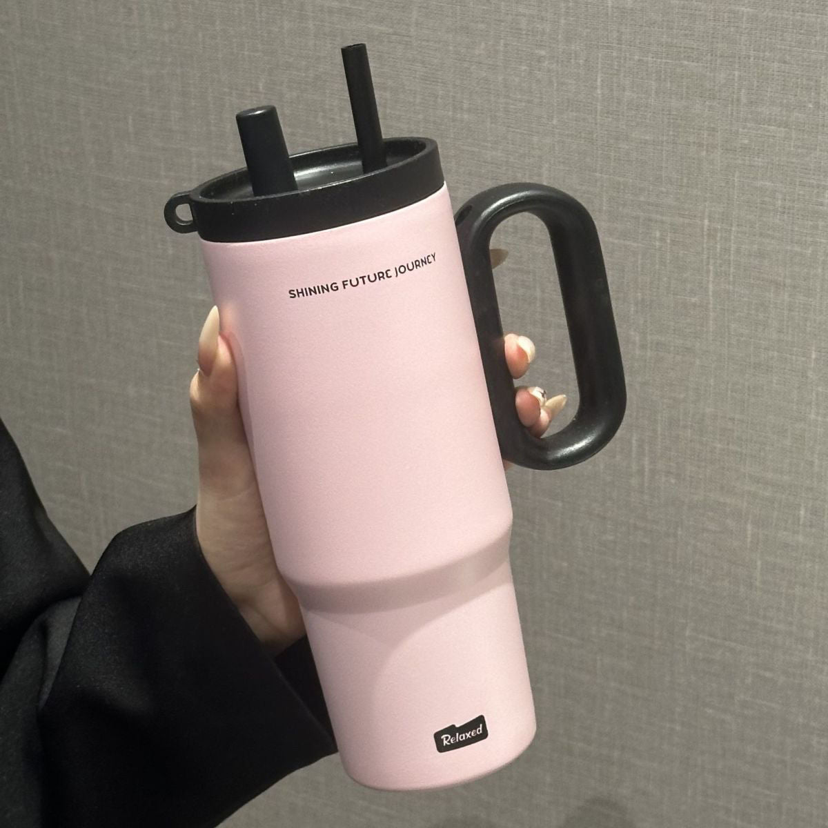 304 Stainless Steel Insulated Cup with Handle and Straw, Compatible with Car Cup Holder