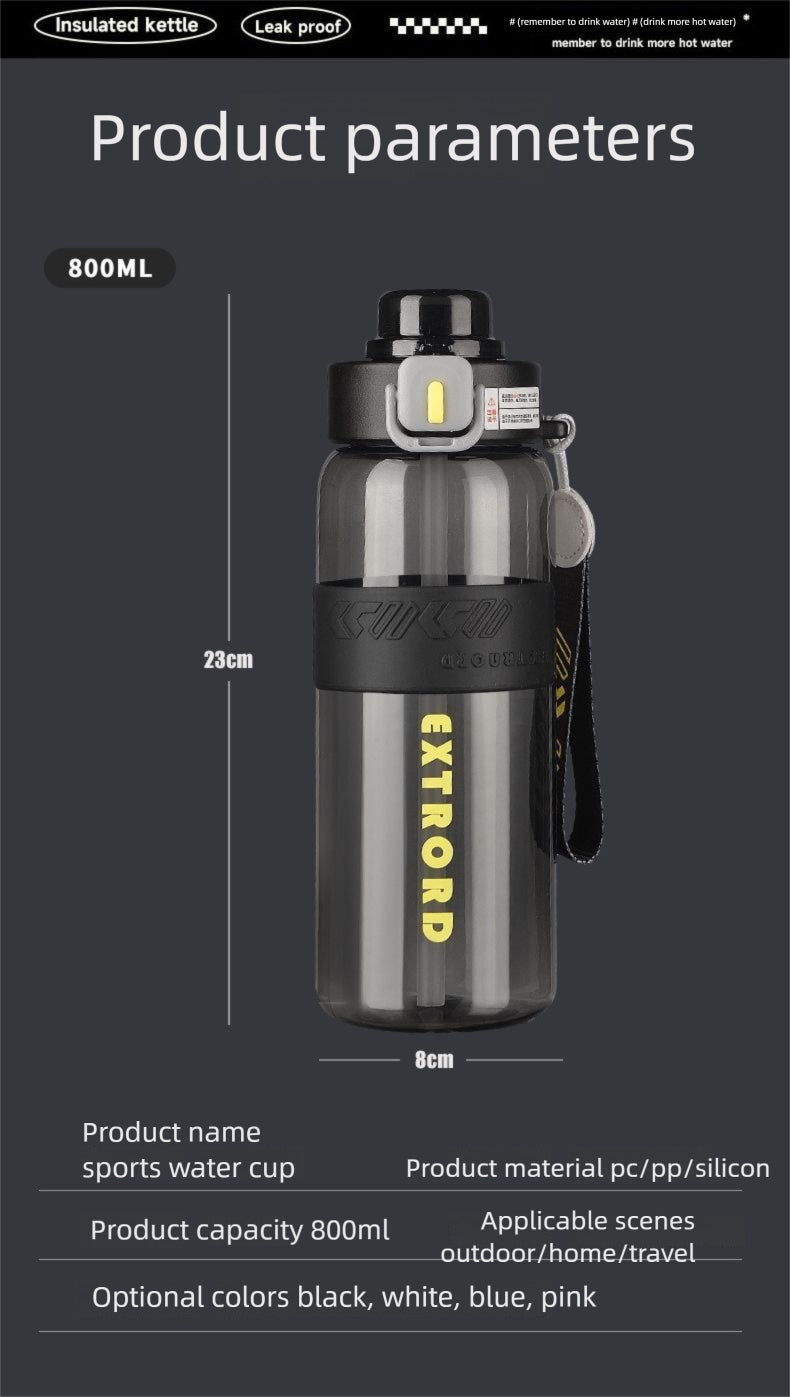 Outdoor travel cup large capacity sports water bottle with straw plastic cup