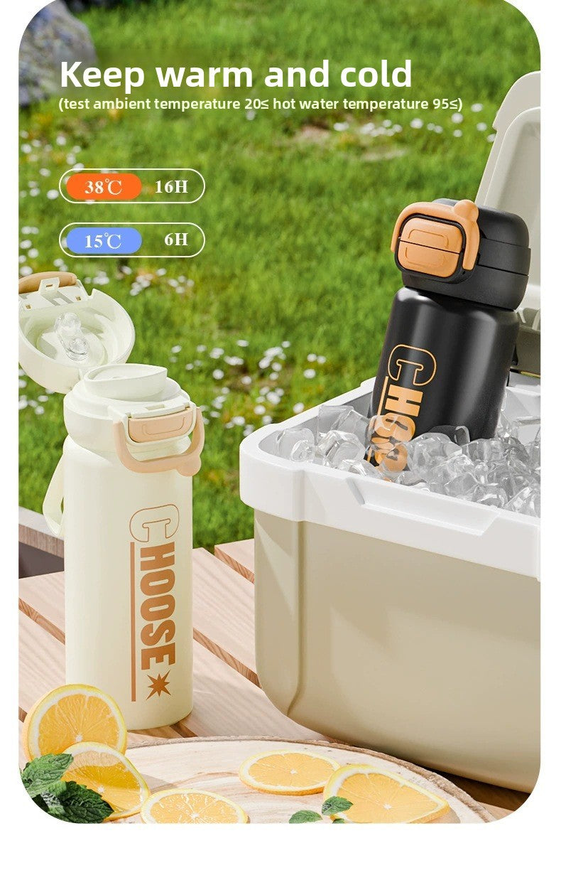 Double Drinking Bouncing Cup 316 Stainless Steel Digital Display Temperature Cup