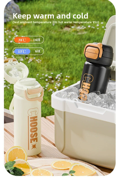 Double Drinking Bouncing Cup 316 Stainless Steel Digital Display Temperature Cup