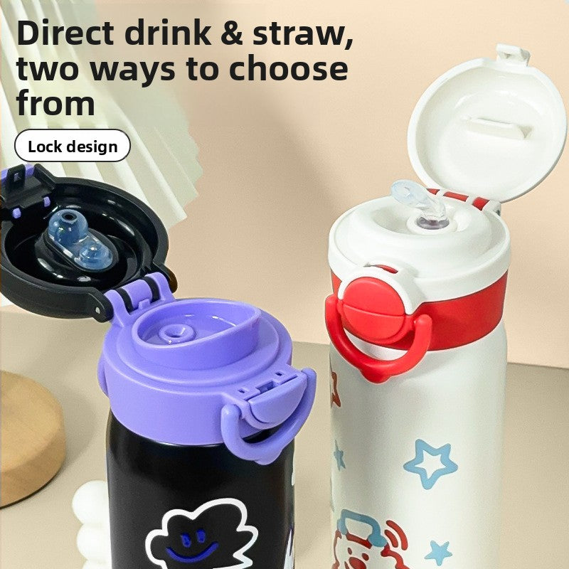 Tuya Insulated Cup Cartoon Bouncing Cup 316L Stainless Steel Straw Cup
