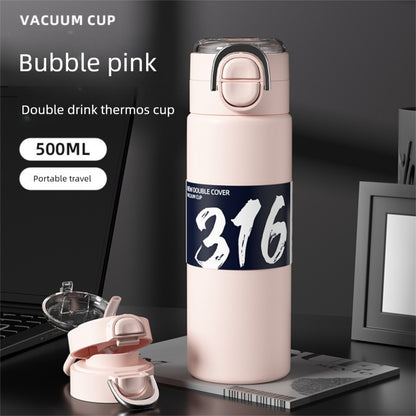 316 Stainless Steel Insulated Cup Portable Straw Cup Double Drinking Bounce Cup