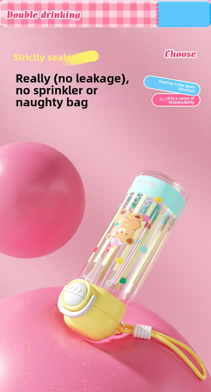 Plastic High Temperature Resistant Straw Kitten Double Drinking Cup