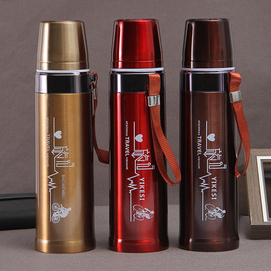 Large Capacity Ironclad Bullet Thermos Mug Outdoor Portable Sling Sports Kettle Car Mounted Portable Cycling Travel Kettle