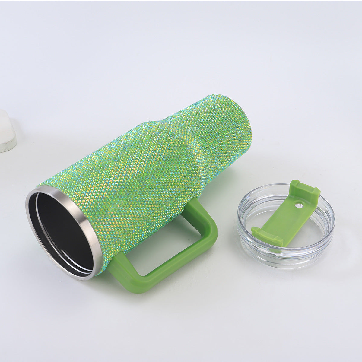 40oz Diamond-Studded Portable Insulated Cup with Handle for Car Use