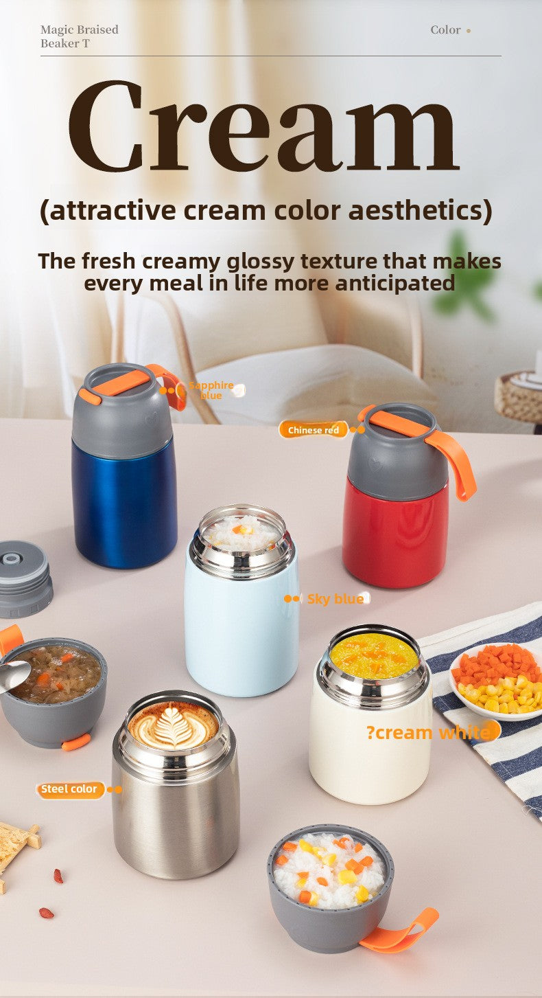 304 Stainless Steel Vacuum Insulated Lunch Box for Students and Office Workers with Portable Strap