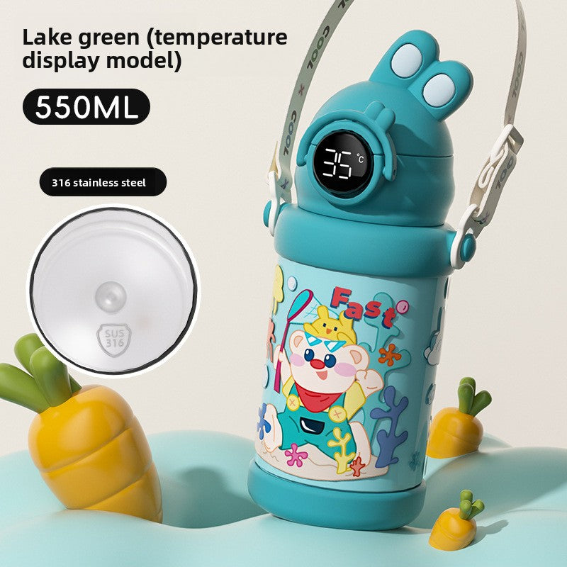 Double Drinking Straw Water Cup 316 Stainless Steel Portable Insulated Cup