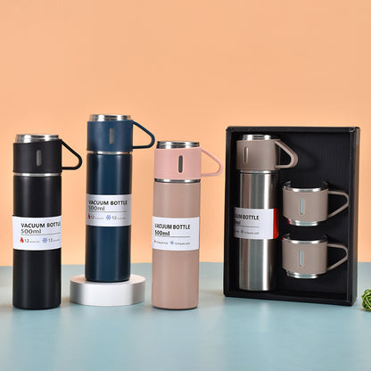 Business One Cup Three Lid Insulated Cup Set 304 Stainless Steel Portable Gift