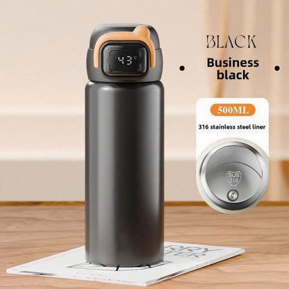 Double Drinking Bouncing Cup 316 Stainless Steel Digital Display Temperature Cup