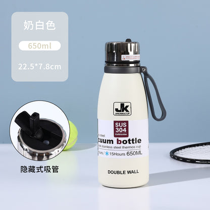 Coke Bottle 304 Stainless Steel Insulated Cup with Strap for Sports and Outdoor Use