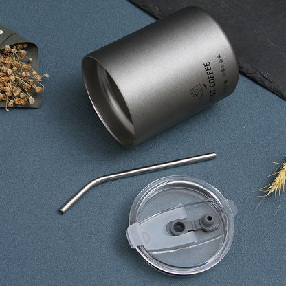 304 Stainless Steel Iced Americano Coffee Cup Simple Office Portable Straw