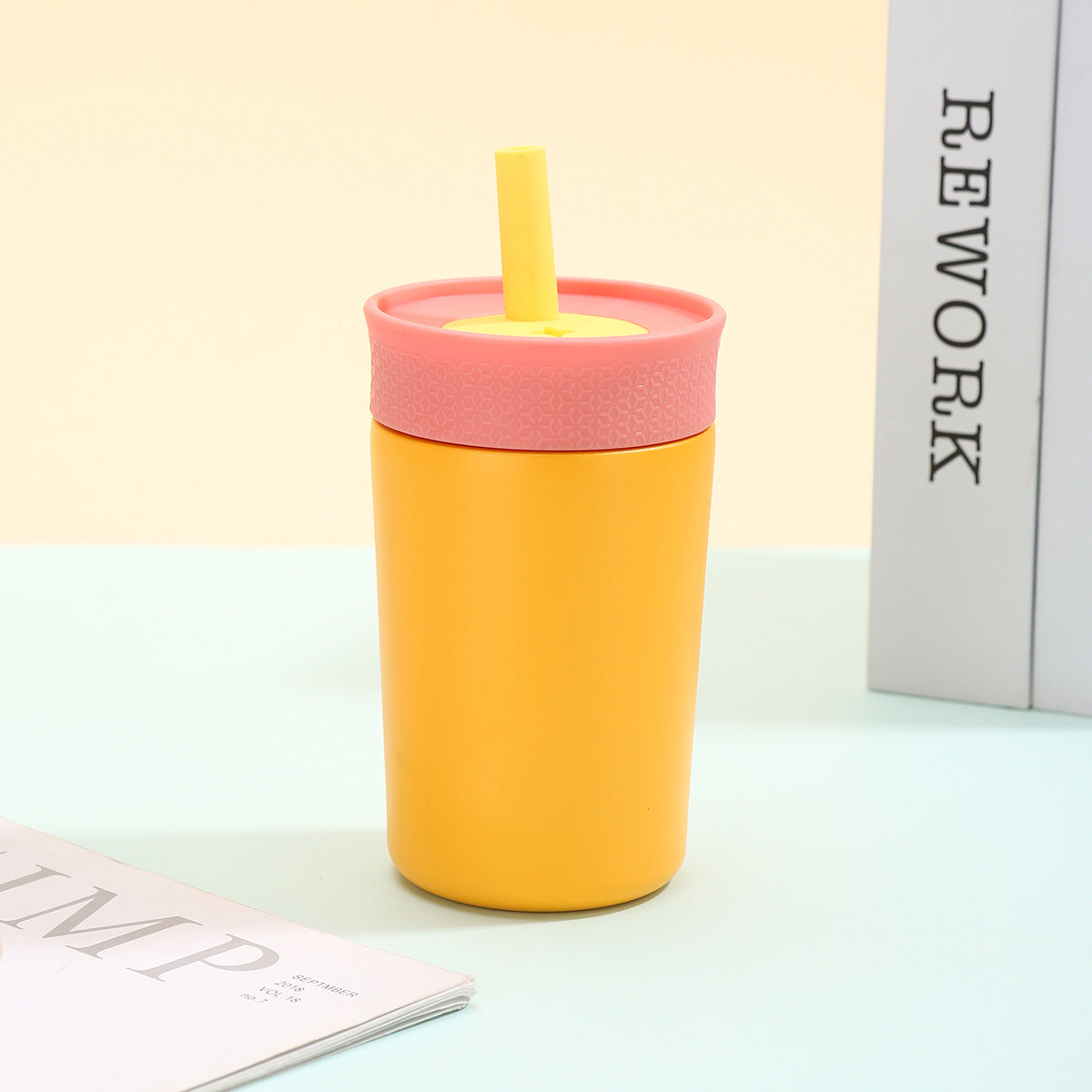 12oz Mini 304 Stainless Steel Silicone Straw Insulated Cup