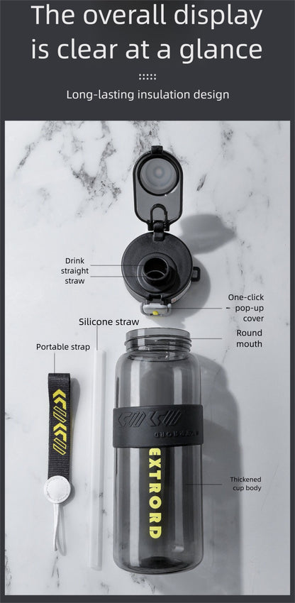 Outdoor travel cup large capacity sports water bottle with straw plastic cup