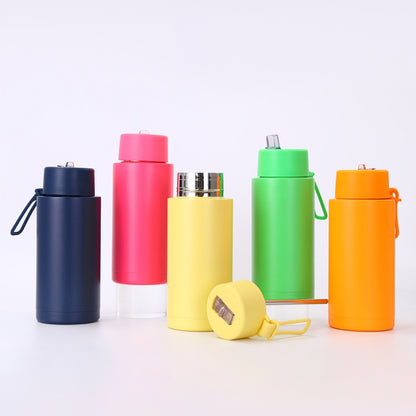 Simple Compact Handheld 304 Stainless Steel Insulated Cup Outdoor Portable Straw Cup