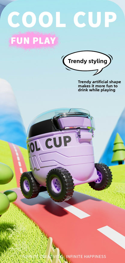 Mars Rover Plastic Cup Outdoor Portable Bounce Lid Straw Cup
