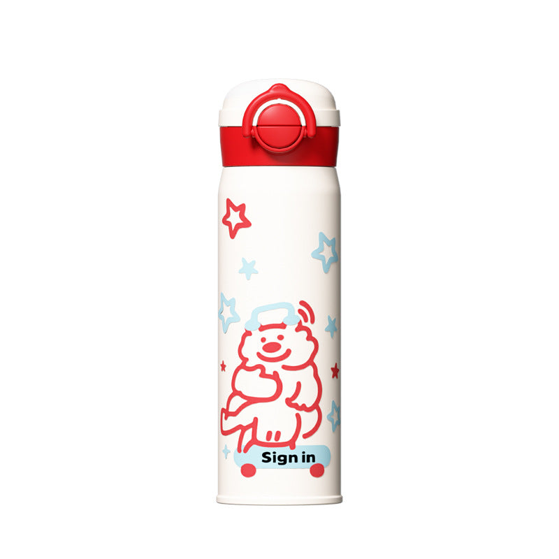 Tuya Insulated Cup Cartoon Bouncing Cup 316L Stainless Steel Straw Cup