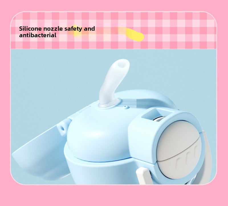 Cartoon Strap Plastic Cup Children's Panda Straw Cup Student Portable