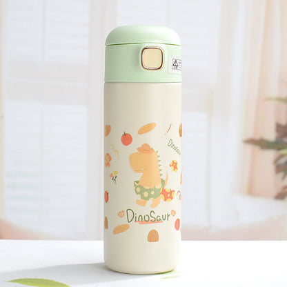 Straw Insulated Cup for Children and Students, Portable Double Drinking Bouncing Cup