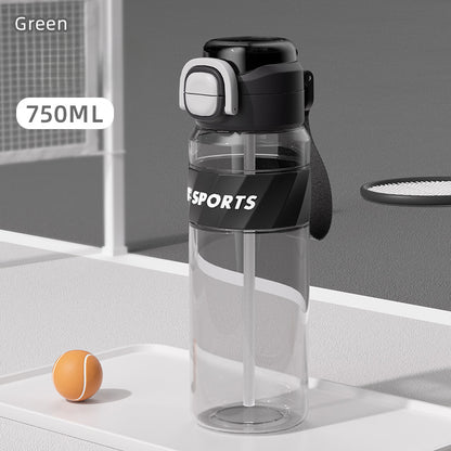 Straw Plastic Water Cup Double Drinking Outdoor Large Capacity Fitness Sports Water Bottle