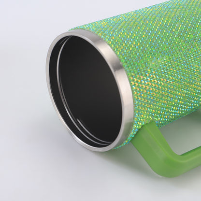 40oz Diamond-Studded Portable Insulated Cup with Handle for Car Use