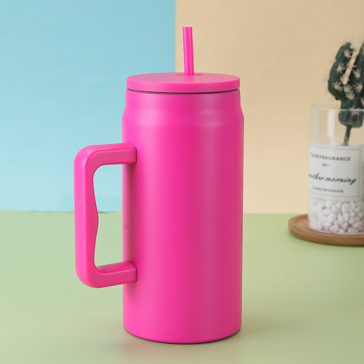 50OZ Big Mac Straw Cup 304 Stainless Steel Handle Insulated Cup