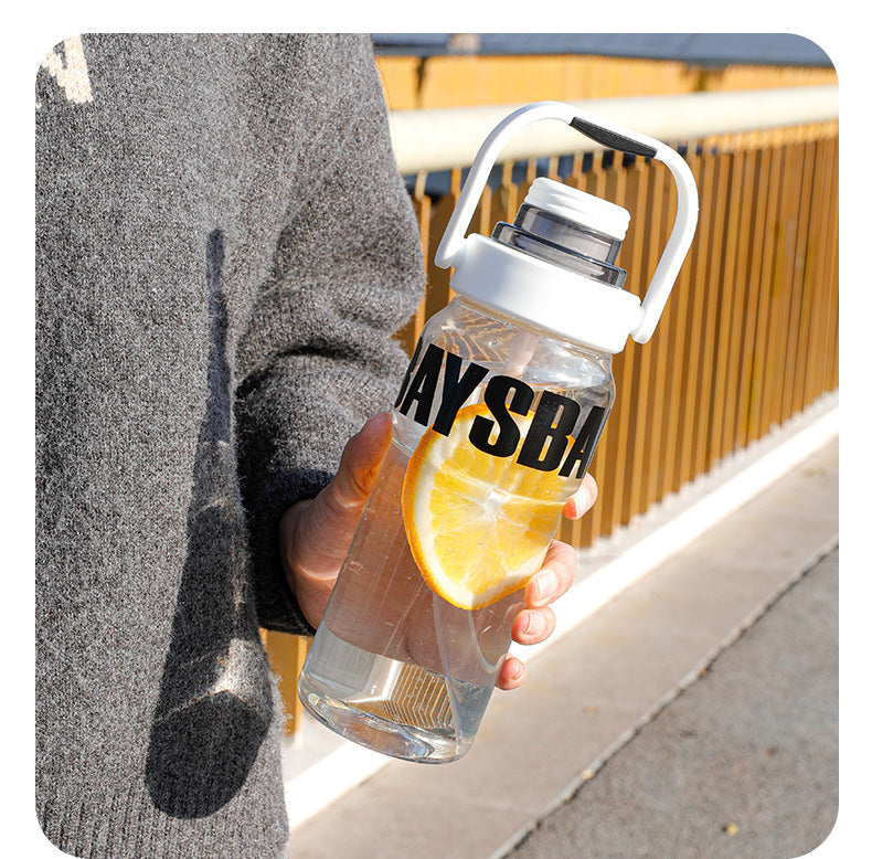 Large-capacity straw double-drink high-temperature resistant portable plastic cup