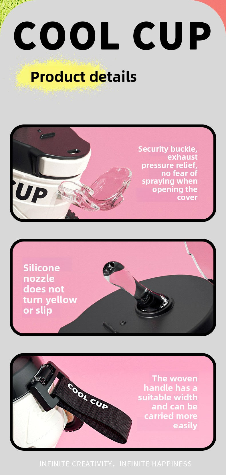 Mars Rover Plastic Cup Outdoor Portable Bounce Lid Straw Cup