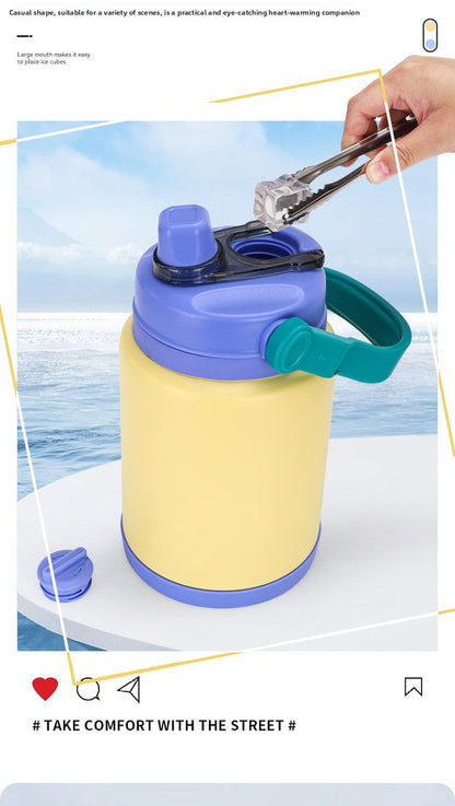 Outdoor sports water bottle stainless steel large capacity thermos cup